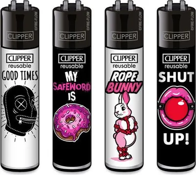Produktbild von Clipper Reibrad Feuerzeuge Slogan #35, 4 Stück