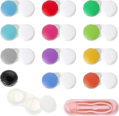 Productafbeelding van 12 Stuks Gekleurde Contactlenzenhouders - Lekvrije Draagbare Etuis voor Thuis en Op Reis