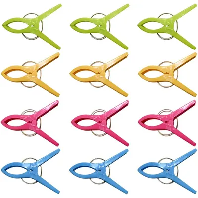Produktbild von Ram® 12 x Strandtuch-Clips, große Jumbo-Wäscheklammern, Kunststoff-Clips für Son