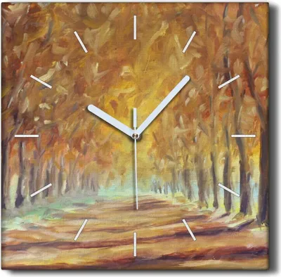 Produktbild von Coloray Hodiny Unikátní 30x30 cm  Tiché hodiny Pro obývací pokoj a kuchyň Nástěnné hodiny Plátno Černé ručičky hodin - Podzimní stromy přírodní park