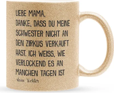 Produktbild von 22Feels Glitzertasse Gold Mama Geschenk von Tochter Muttertag Geburtstag Mutter Weihnachten Frauen Kaffeetasse Haferl Geschenkidee Bürotasse
