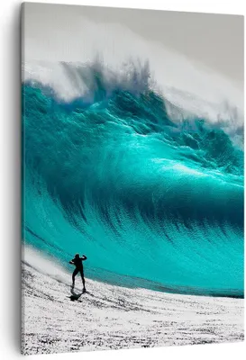 Produktbild von Bild auf Leinwand - Leinwandbild - Einteilig - Surfen Welle Türkis - 50x70cm - Wand Bild - Wanddeko - Wandbilder - Leinwanddruck - Wanddekoration - Leinwand bilder - Wandbild - PA50x70-4351