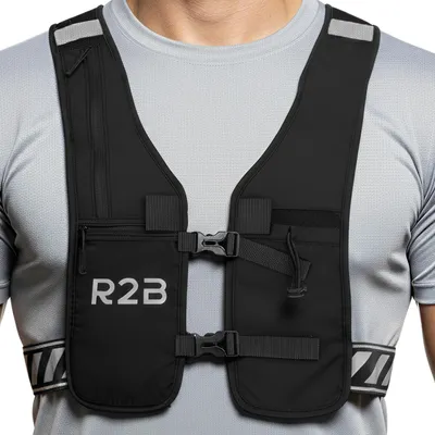Productafbeelding van R2B Hardloopvest met Telefoonhouder & Opbergvakken – One Size – Reflecterend – Zwart