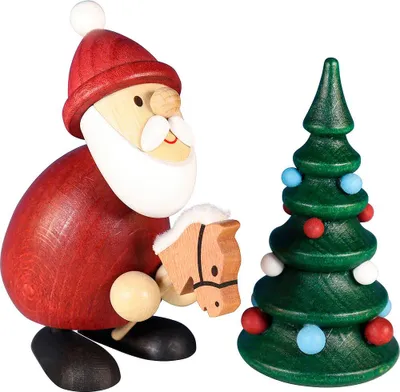 Productafbeelding van Kerstman met stokpaard en kerstboom (9 cm) van Ullrich Kunsthandwerk