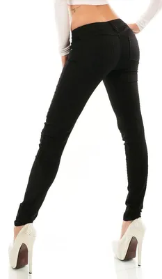 Produktbild von Trendstylez Damen Slim Fit Stretch Röhren Skinny Push Up Basic Jeans Middle Wais