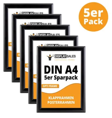 Produktbild von Klapprahmen Opti Frame schwarz 25mm DIN A4 Postermaß (5 Stück)