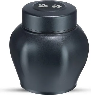 Produktbild von Luxe Mini Urne für Haustiere und Menschen - 750 ml - Hochwertige As Urne mit Hundepfote - Schwarz