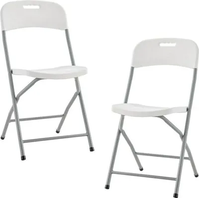 Image de Chaises Pliantes de Réception TERRANOVA, Lot de 2, 48x44,5xH86 cm, Acier, Polyéthylène PEHD, Blanc