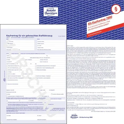 Produktbild von Vordruck Kaufvertrag A4 KFZ 4fach-Satz selbstdurchschreibend Packung mit 5 Stück