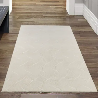Zdjęcie produktu dla Przytulny dywan z pięknym wzorem fal w kolorze kremowym Rozmiar - 80 x 150 cm