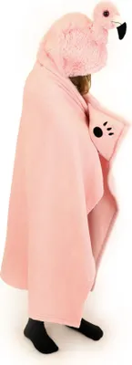 Zdjęcie produktu dla Noxxiez Wysokiej jakości koc polarowy 100 x 130 cm - Idealny przytulny koc do domu Flamingo