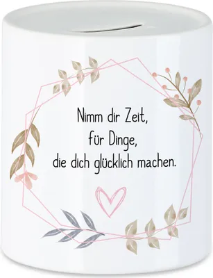 Produktbild von Nimm Dir Zeit Für Dinge Die Dich Glücklich machen Spardose Glücklich Happy Zeit