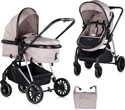 Image de Chipolino Poussette Aura 2 en 1 transformable Sac à langer Siège réversible jusqu'à 22 kg marron clair