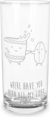 Produktbild von Mr. & Mrs. Panda Glas Kaffee Bohne 400 ml - Transparent - Geschenk, Trinkglas, Genuss, Zufriedenheit, Tumbler, Cocktailglas, Wasserglas, Lustige Sprüche, Kaffeebohne