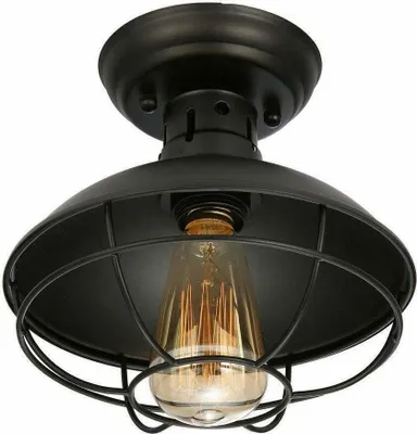 Obrázek produktu pro Retro stropní světlo Kovové stropní svítidlo Industriální lampa Vintage osvětlení E27 (černá)
