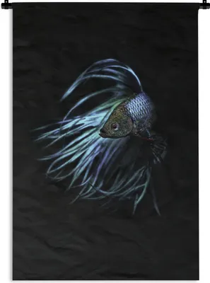 Produktbild von MuchoWow® Wandteppich Wandbehang Fisch - Schwanz - Schwarz 60x90 cm Tapisserie Dekoration Wandtuch - Foto-Teppich - Abwaschbar