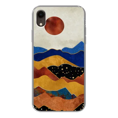 Produktbild von MuchoWow® Handyhülle Schutzhülle Hülle für iPhone XR Gold - Bronze - Blau Silikon Softcase Handy Hülle - Schutzdeckel