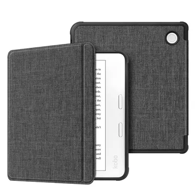 Produktbild von Fintie Hülle für Tolino Vision 6 eReader (2021) / Kobo Libra 2 (2021) eReader - Superleicht Soft TPU Rückseite Abdeckung Schutzhülle mit Auto Schlaf/Wach und Magnetverschluss, Stoff dunkelgrau