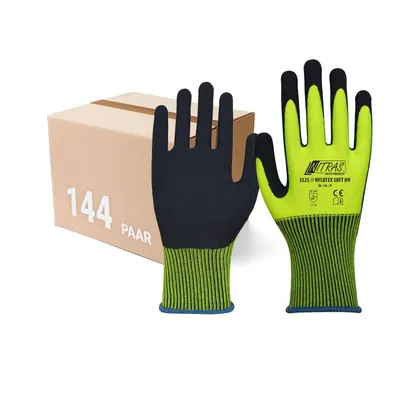 Produktbild von Nitras Schutzhandschuhe Nylotex Soft HV 3525 144 Paar - Gartenhandschuh, Bauhandschuh, Signalfarbe, weich, rutschfest, Latex Größe:10