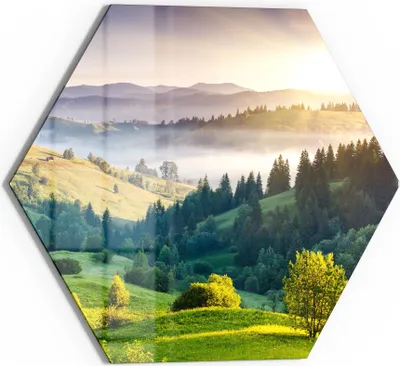 Produktbild von DEQORI Glasbild Echtglas 40x35 cm 'Blick über Karpaten' Wandbild Bild modern Deko
