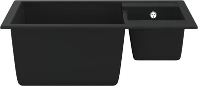 Obrázek produktu pro vidaXL Kuchyňský dřez s přepadem Double Bowl Black Granite