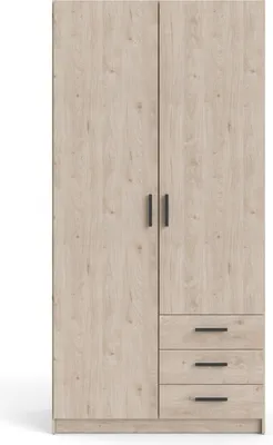 Produktbild von Spell Kleiderschrank 2 Türen und 3 Schubladen Hickory-Nachbildung.