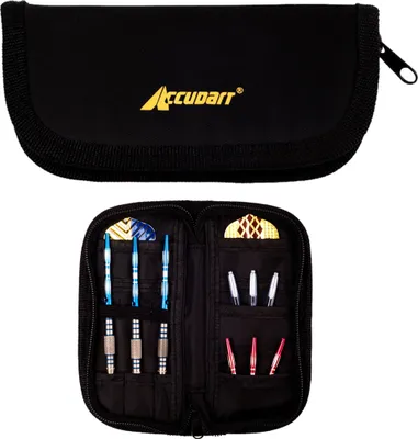 Produktbild von Darttasche | kompakt & geräumig Nylon Tasche Dartpfeile Flights + Darts Zubehör Etui Transport | 3 Pfeile | Schwarz