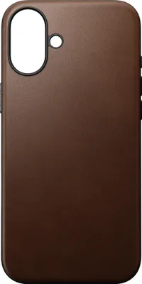 Produktbild von Nomad Modern Leder Hlle iPhone 16 Plus  Vollnarbenleder mit Patina  Kompatibel mit MagSafe und kabellosem Aufladen  Erhhte Kanten zum Schutz