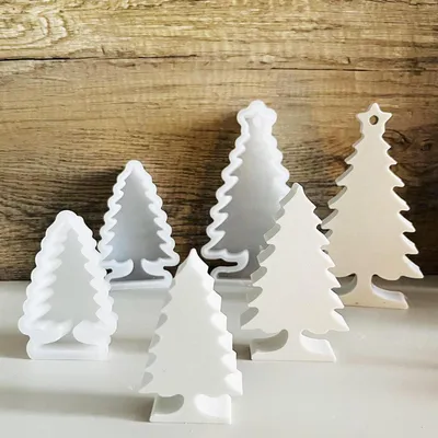 Productafbeelding van Siliconen mallen, kerstboomvormen, set van 3 voor het gieten van kaarsen, gips, epoxyhars, kerstboom, doe-het-zelf decoratie