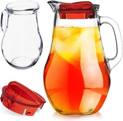 Produktbild von Orion Krug Glaskaraffe Glas Karaffe Glaskrug Wasserkrug Glaskanne mit Deckel und Griff 1,85 L