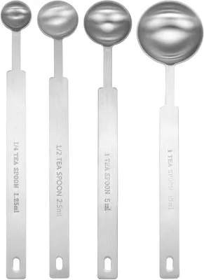 Imagen del producto de Juego de cucharas medidoras de acero inoxidable 430, de 4 piezas, con medidas de 1/4 a 3 cucharaditas, para la cocina