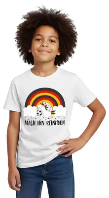 Produktbild von Spreadshirt Deutschland Mach Ihn Reinhorn Lustiger Spruch Fußball Kinder T-Shirt, 122/128 (7-8 Jahre), Weiß