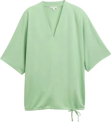 Produktbild von Tom Tailor V-Ausschnitt T-Shirt mit Kordelzug am Saum und Ziernaht
