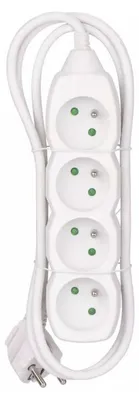 Image de Barre d'alimentation Acar, 4 prises, 1,5 mètre, blanche
