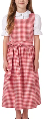 Produktbild von Mädchen Kinder Dirndl Mädchendirndl Kleid Rot Weiß karo, Größe:146