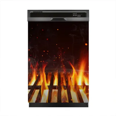Produktbild von Magnete Dekorative 60x80 cm Küche Magnetmatte Spülmaschine - Feuer auf Grill