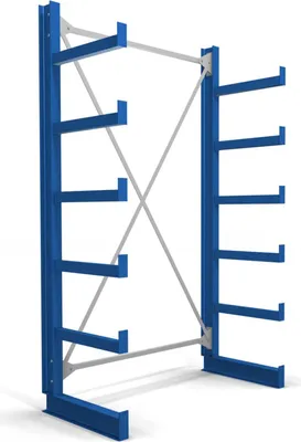 Produktbild von STIER Kragarmregal einseitig 1 Feld mit 5 Ebenen 1300x2000x500mm enzianblau