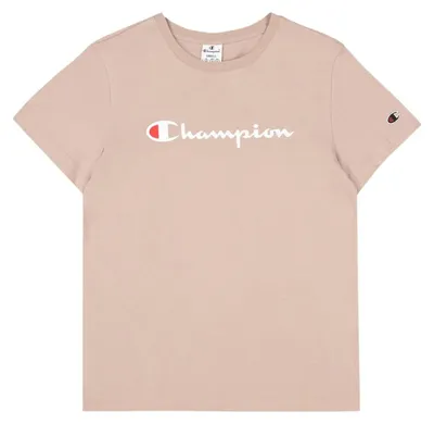 Produktbild von Champion - T-Shirt für Damen, Ärmel mit Markenschriftzug PP10471 (L) (Beige/Pink)