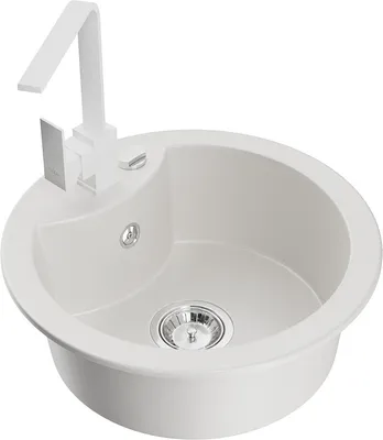 Produktbild von Mexen Diego 1-Becken-Granit-Spüle mit Mischbatterie Rita, Weiß - 6512-20-670300-20