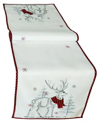Produktbild von Tischwäsche mit Stickerei Hirsch 40 x 140 cm - rot