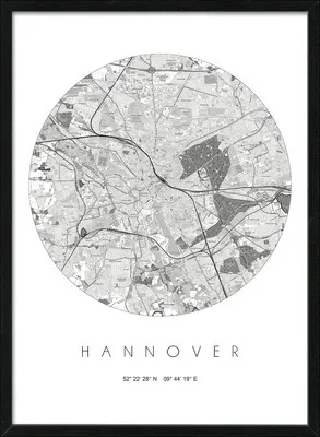 Produktbild von Gerahmtes Bild Hannover Landkarte 53x73 cm
