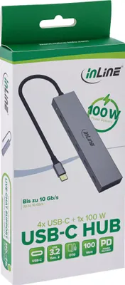 Obrázok produktu pre InLine 35392E, USB Typ-C, USB Typ-C, 10000 Mbit/s, Šedá, 100 W, 0,15 m
