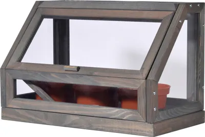 Produktbild von dobar Mini-Gewächshaus für Jungpflanzen und Kräuter, Indoor-Frühbeet inkl. Töpfe, 38 x 20 x 24,5 cm, Grau