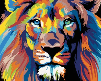 Produktbild von Diamondi - Diamond painting - FARBIGER LÖWE II, 40X50 cm, mit Keilrahmen (bereits gespannt)