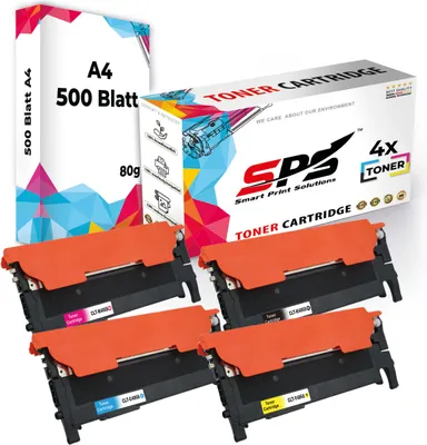 Produktbild von Druckerpapier A4 + 4x Multipack Set Kompatibel für Samsung Xpress C 410 (CLT-C406S, CLT-M406S, CLT-Y406S, CLT-K406S) Toner