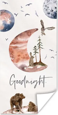 Produktbild von MuchoWow® Poster Zitate - Gute Nacht - Sprichwörter - Kinder - Jungen - Mädchen - Kind 80x160 cm - Kinderzimmer