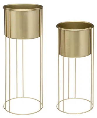 Produktbild von Atmosphera Pflanztopfe - 2x - Standard - Gold - 41 und 58 cm