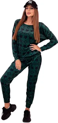 Immagine prodotto di Set da donna in velluto con monogramma verde e nero