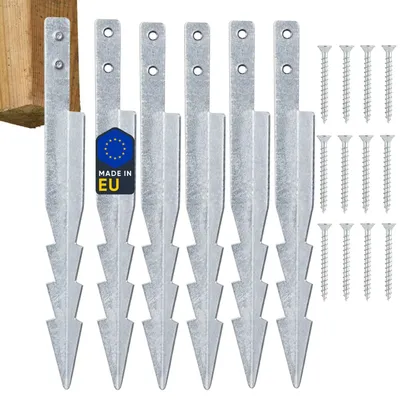 Imagen del producto de Juego de anclajes para suelo, acero galvanizado, 6 unidades, 44 cm, para parques infantiles