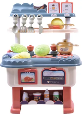 Produktbild von Aga4Kids Interaktive Realistische Kinderküche mit Licht und Soundeffekten – Spielküche aus Kunststoff mit 38 Zubehörteilen